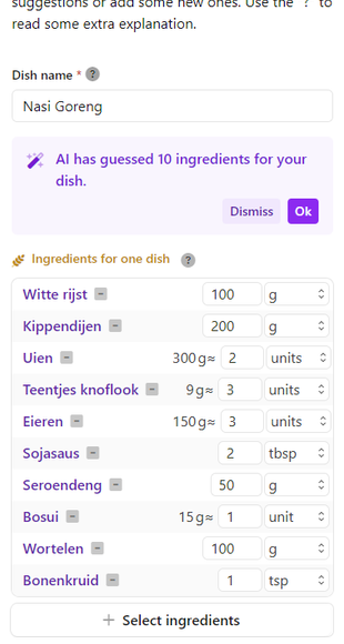 List Ingredients With Ai